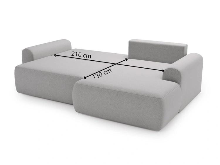 Ecksofa L-Form mit Schlaffunktion und Bettkasten Savana Rechts Bouclé-Stoff Braun