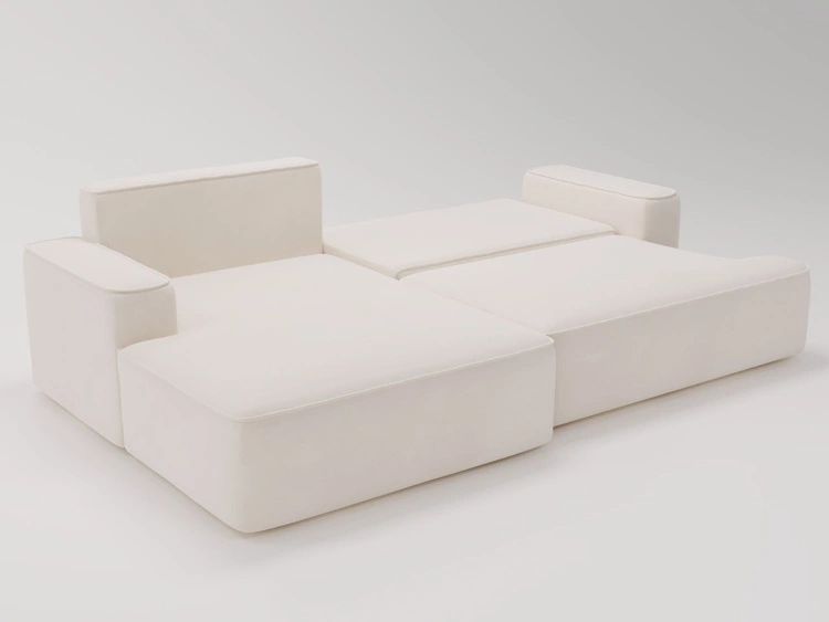 Ecksofa L-Form Links mit Schlaffunktion und Bettkasten California Creme