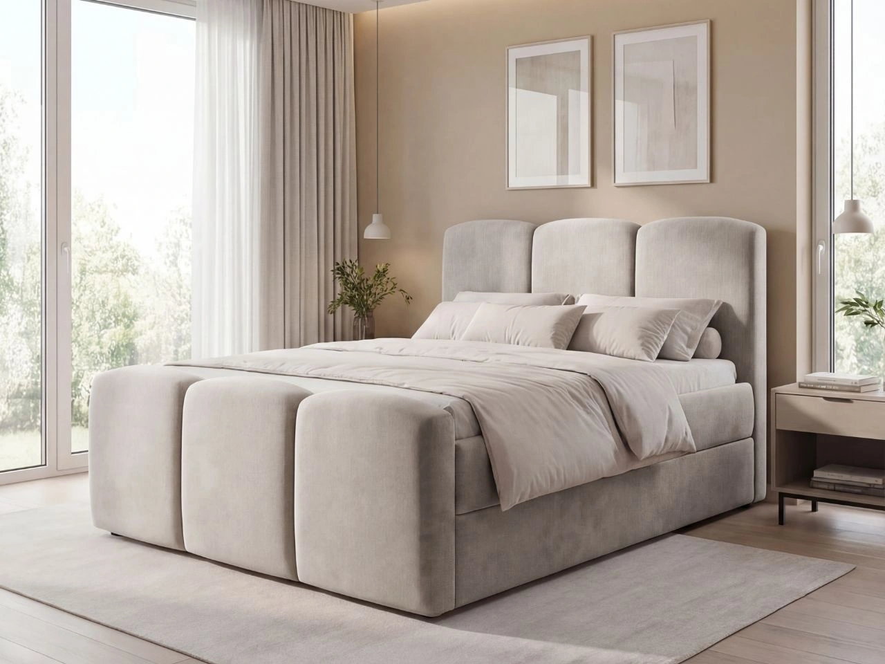 Boxspringbett mit Bettkasten 140x200 Campi Grau