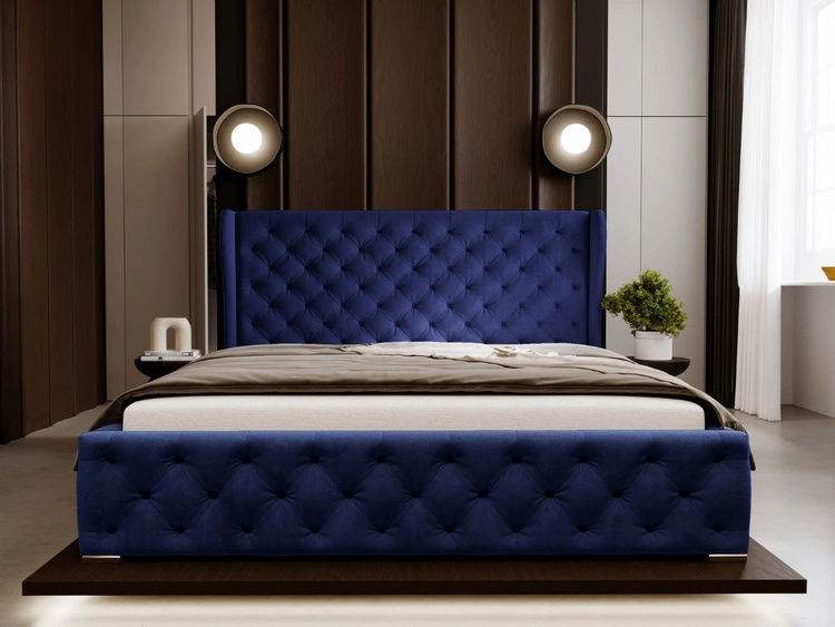 Polsterbett mit Bettkasten und Lattenrost 180x200 Kingston Dunkelblau