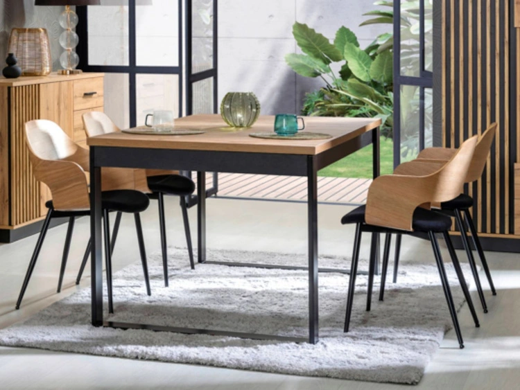 Rechteckiger Ausziehtisch Lavore Wotan Eiche, Schwarz matt