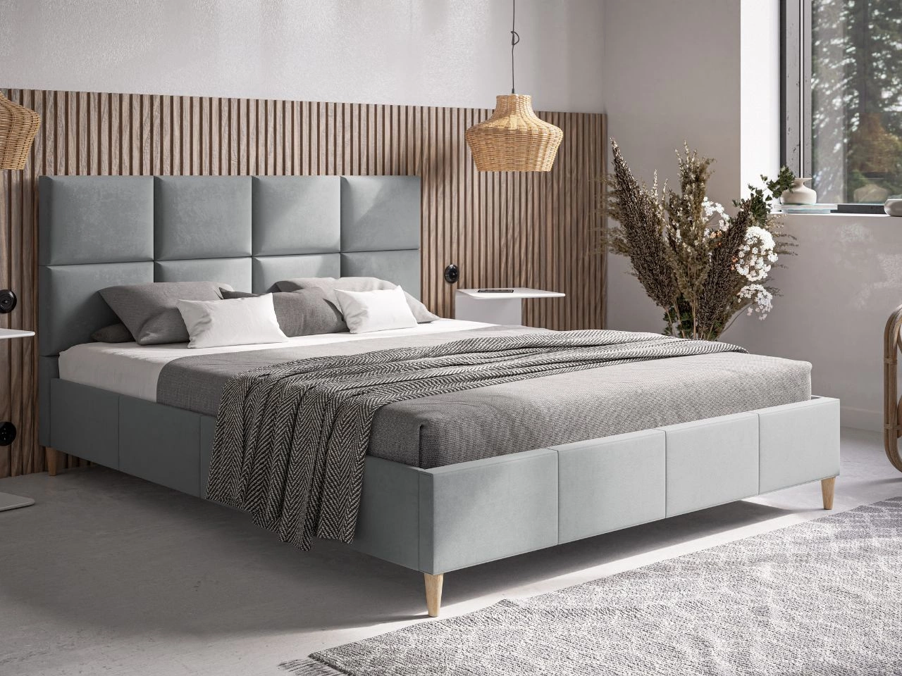 Polsterbett mit Lattenrost 120x200 Luxe Grau