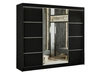 Schiebetürenschrank mit Spiegel 250 cm mit LED-Beleuchtung Portel Schwarz
