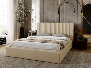 Polsterbett mit Bettkasten und Lattenrost 180x200 Malmo Beige