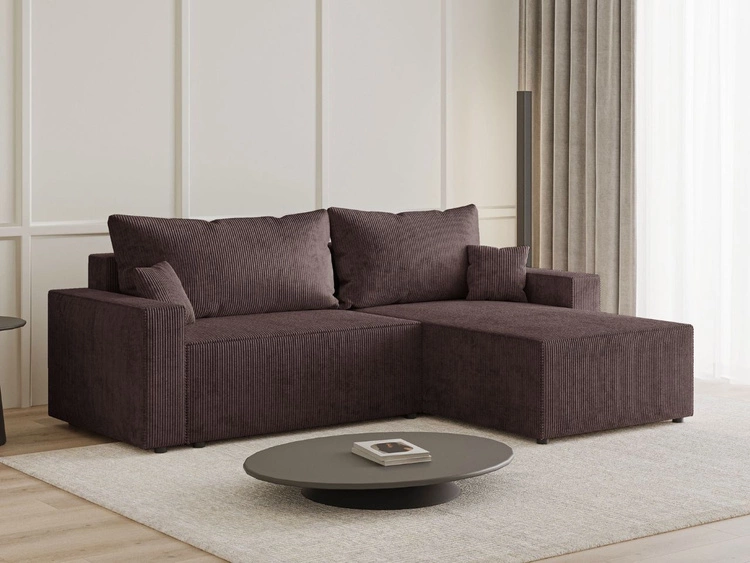 Ecksofa L-Form mit Schlaffunktion und Bettkasten Nivo Braun