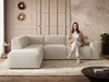 Ecksofa L-Form Links Eluno Bouclé-Stoff Beige