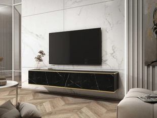 TV-Lowboard Hänge mit Türen 175 cm Diolo Schwarzer Marmor mit glatter Front
