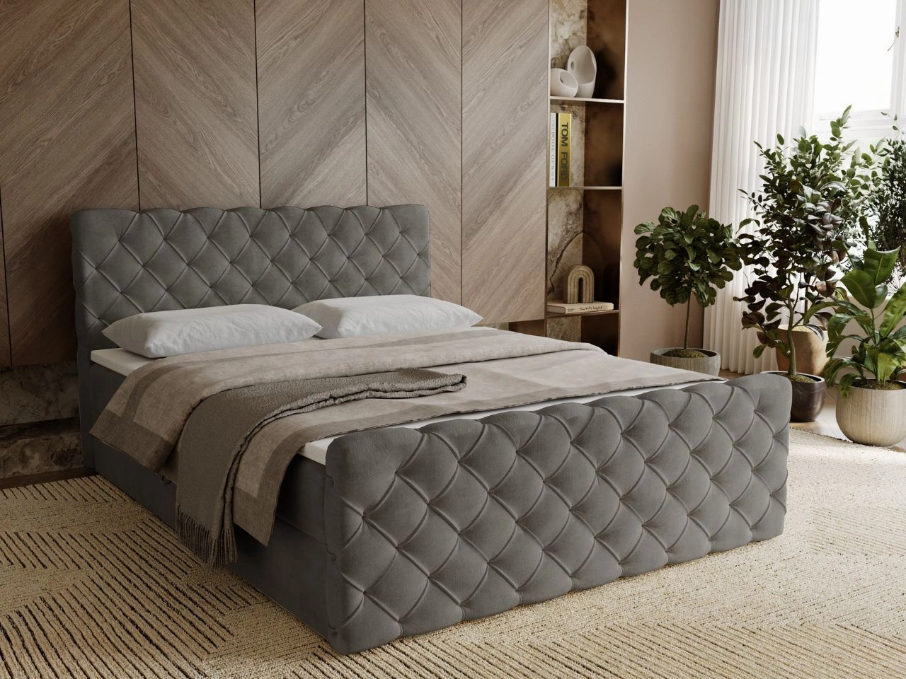 Boxspringbett mit Bettkasten 120x200 Lunaris Dunkelgrau