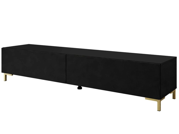TV-Lowboard mit Türen auf Goldenen Beinen 175 cm Sorelle Schwarz Matt