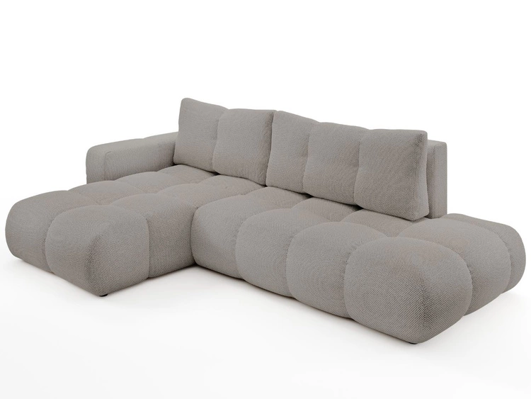 Ecksofa L-Form Links mit Schlaffunktion und Bettkasten Sile L Grau