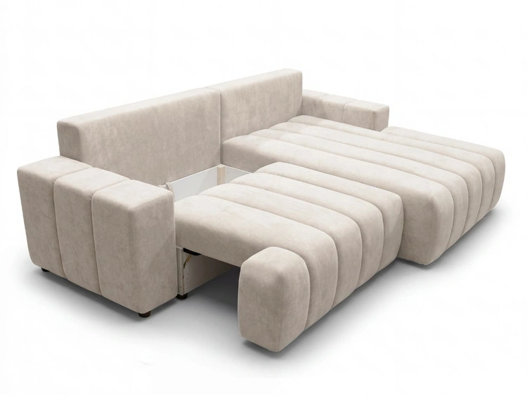 Ecksofa L-Form Rechts mit Schlaffunktion und Bettkasten Caleo Beige