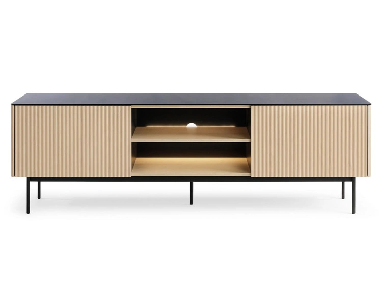 Zweittüriges TV-Lowboard für Wohnzimmer Auroé Eiche Vicenza