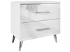 Nachttisch mit Schubladen auf Silbernen Metallbeinen Nuveo Weiß Hochglanz