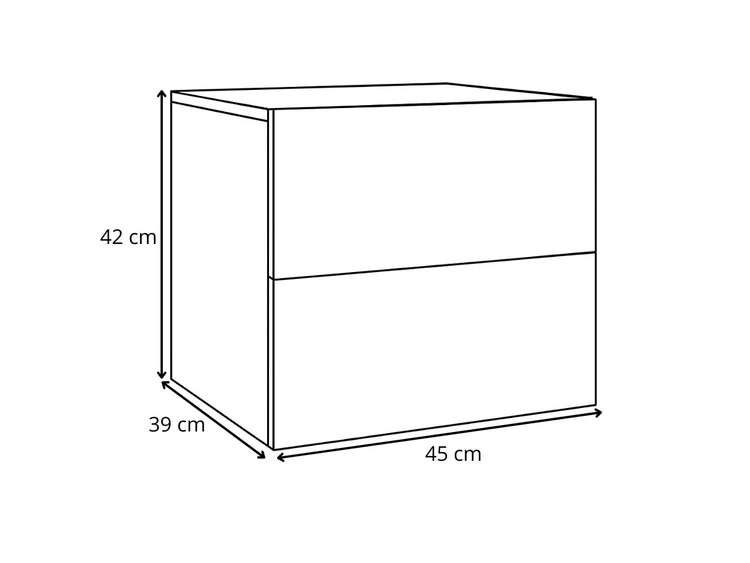 Hängender Nachttisch mit zwei Schubladen Nuveo Lux Weiß Hochglanz
