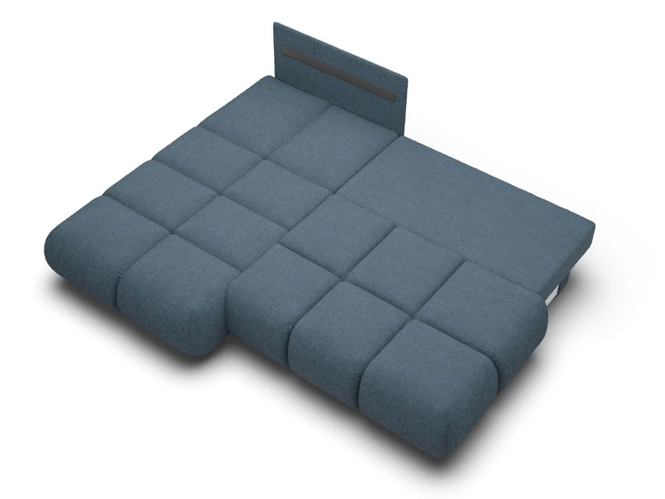 Ecksofa mit Schlaffunktion und Bettkasten Links Milet Dunkelblau