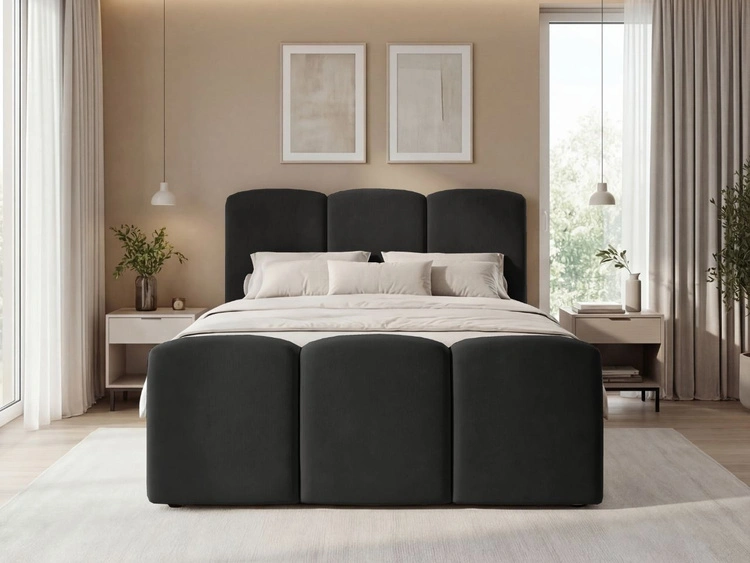 Boxspringbett mit Bettkasten 140x200 Campi Schwarz
