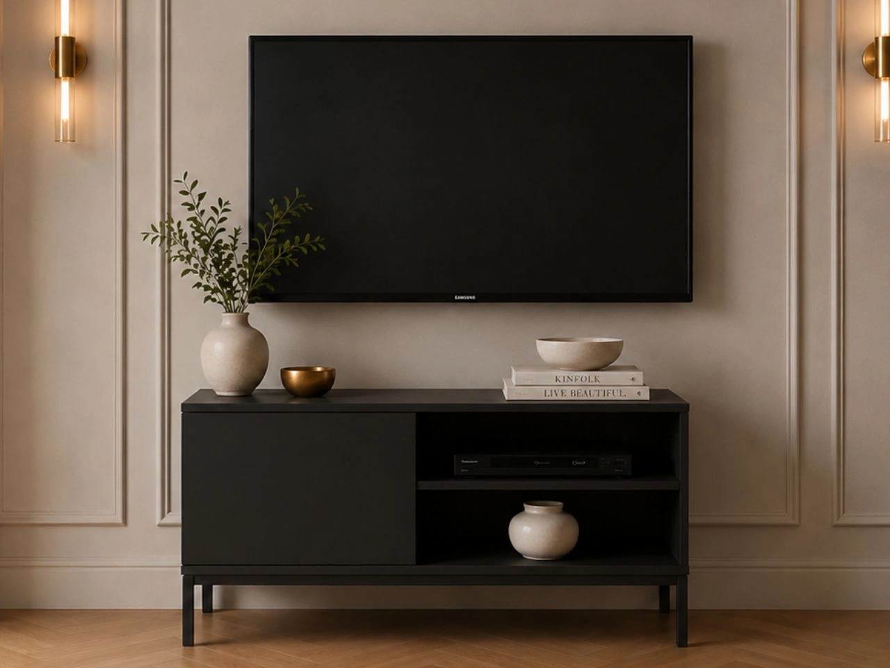 TV-Lowboard mit Türen 100 cm Soroko Schwarz