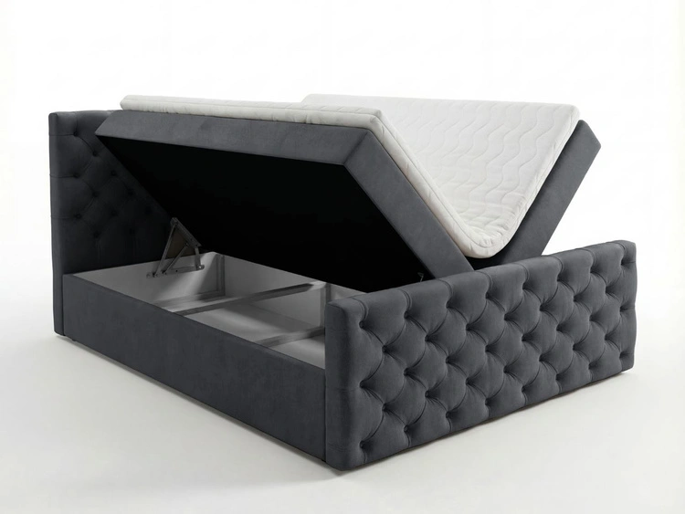 Boxspringbett mit Bettkasten 160x200 Montego Dunkel grau