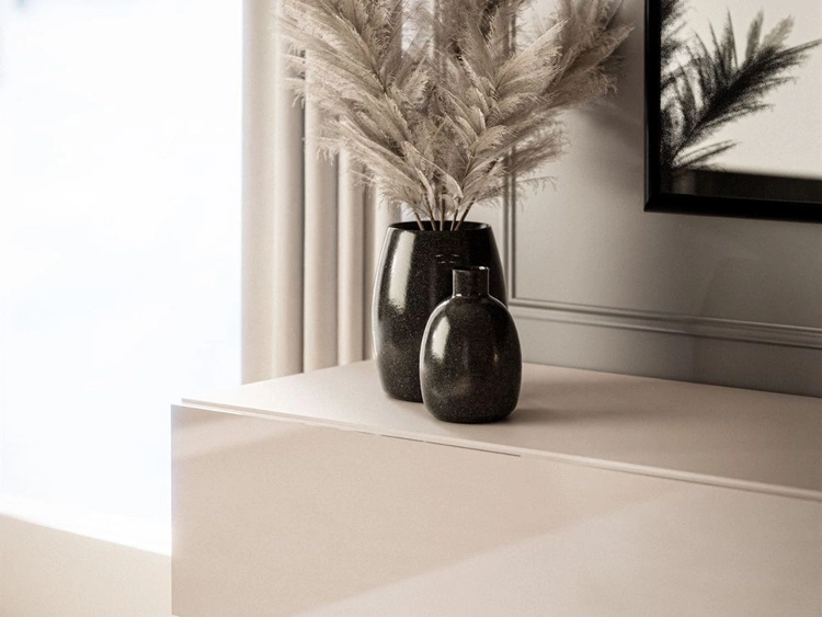 TV-Schrank für das Wohnzimmer 180 cm mit goldenen Beinen und LED-Beleuchtung Aurelie Kaschmir Hochglanz