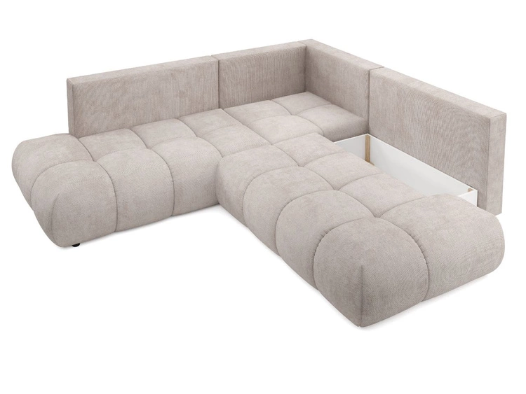 Ecksofa mit Schlaffunktion und Bettkasten Links Kair Beige