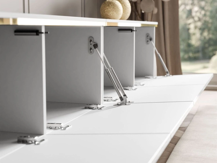 TV-Schrank zum Hängen im Glamour-Stil mit LED-Beleuchtung Celle Weiß Hochglanz