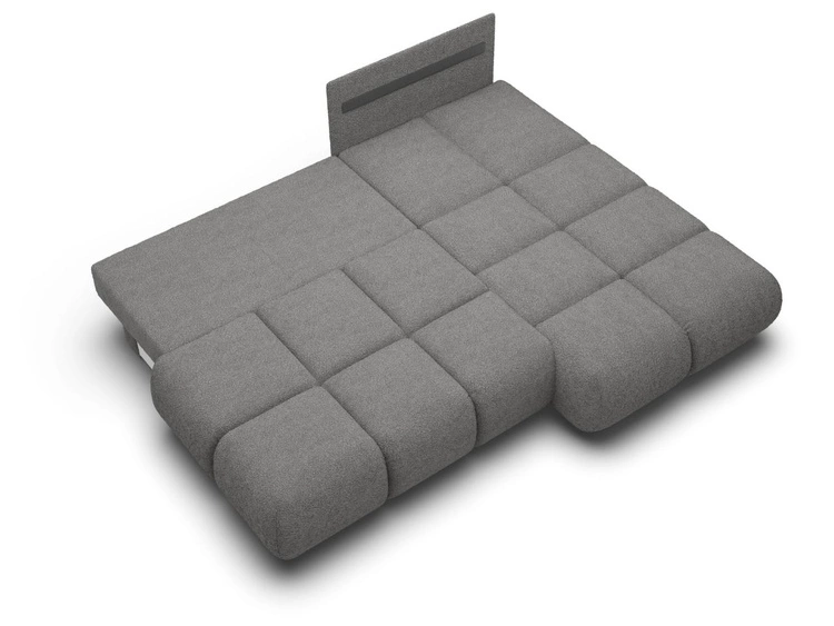 Ecksofa mit Schlaffunktion und Bettkasten Rechts Milet Grau