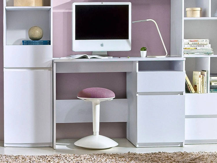 Schreibtisch mit Türe und Schublade Weiß