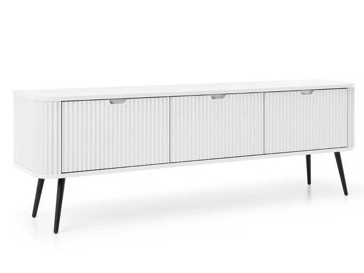 TV-Lowboard mit Türen Viva Weiß auf Schwarzen Beinen
