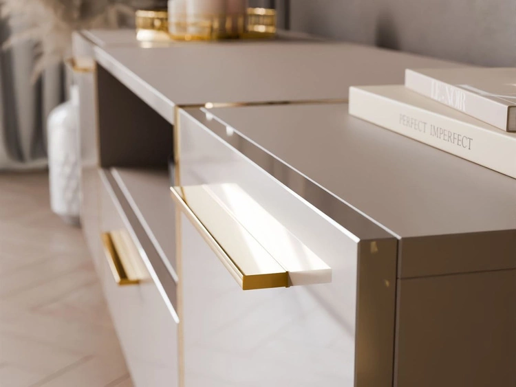 TV-Schrank im Glamour-Stil mit Schränken und Schublade Lunelie Kaschmir Hochglanz