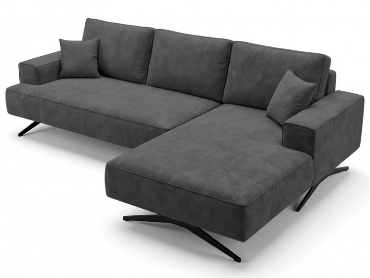 Ecksofa L-Form auf Metallbeinen Leto Rechts Anthrazit