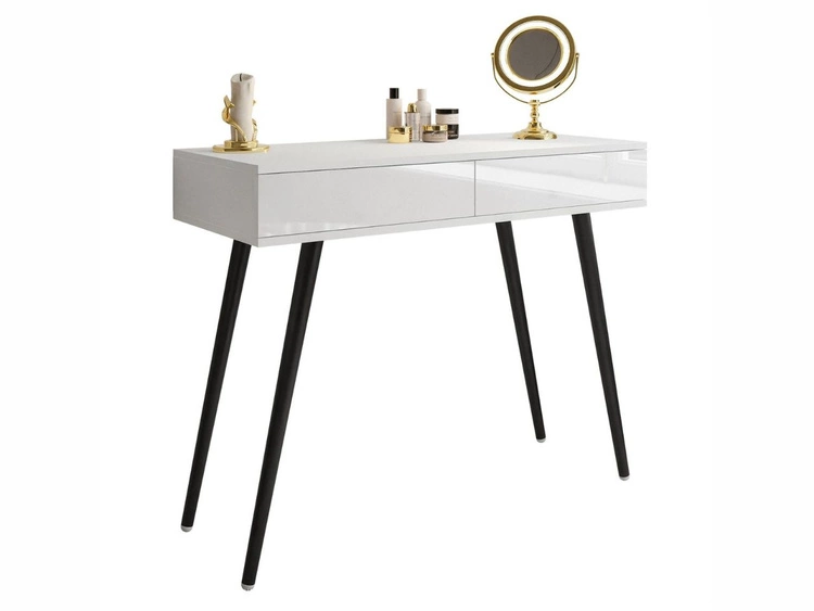 Konsolentisch mit Schubladen und schwarzen Beinen Olivine Weiß Hochglanz