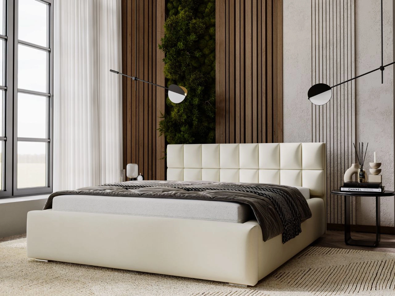 Polsterbett mit Bettkasten und Lattenrost 140x200 Hugo Beige