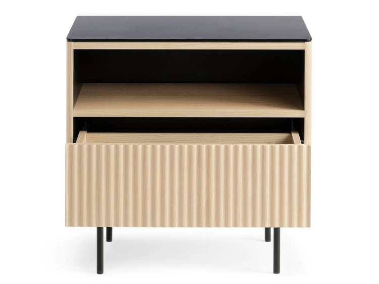 Nachtschrank mit Schublade und Led Auroé Eiche Vicenza