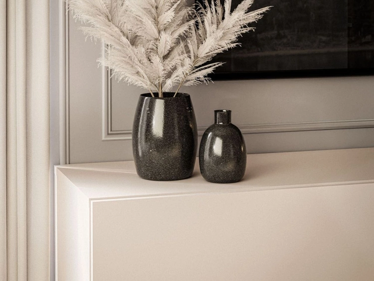 TV-Schrank für das Wohnzimmer 180 cm mit schwarzen Metallbeinen und LED-Beleuchtung Aurelie Kaschmir matt