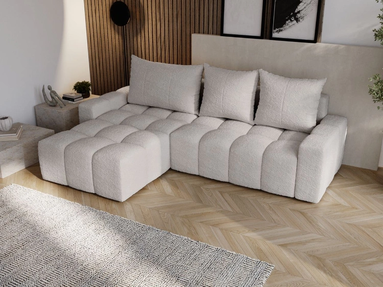 Ecksofa L-Form mit Schlaffunktion und Bettkasten Bresso Grau