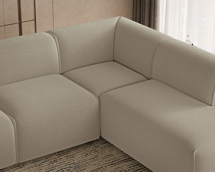 Ecksofa L-Form Rechts Eluno Bouclé-Stoff Beige