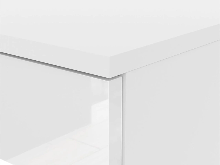 Kommode mit vier Schubladen und LED-Beleuchtung Nuveo Weiß Hochglanz