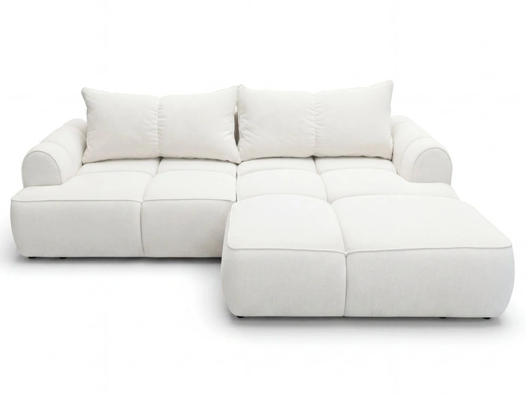 Ecksofa L-Form Rechts mit Schlaffunktion und Bettkasten Bonno Creme