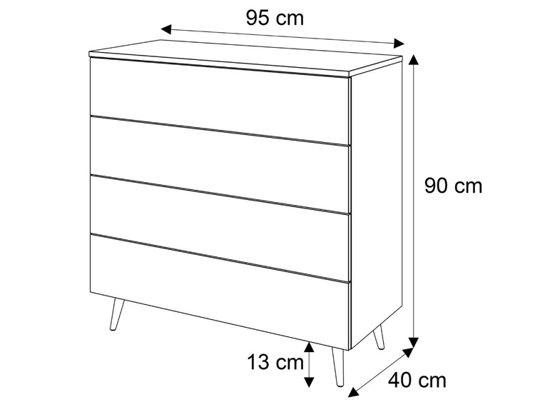 Kommode mit vier Schubladen und LED-Beleuchtung auf Goldenen Metallbeinen Nuveo Weiß Hochglanz