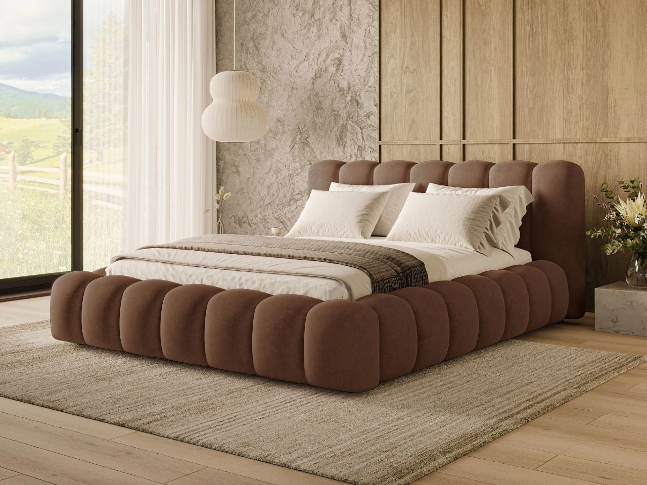 Polsterbett mit Bettkasten und Lattenrost 160x200 Averia Braun