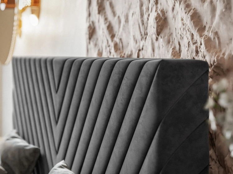 Polsterbett mit Bettkasten und Lattenrost 180x200 Esma Dunkelgrau