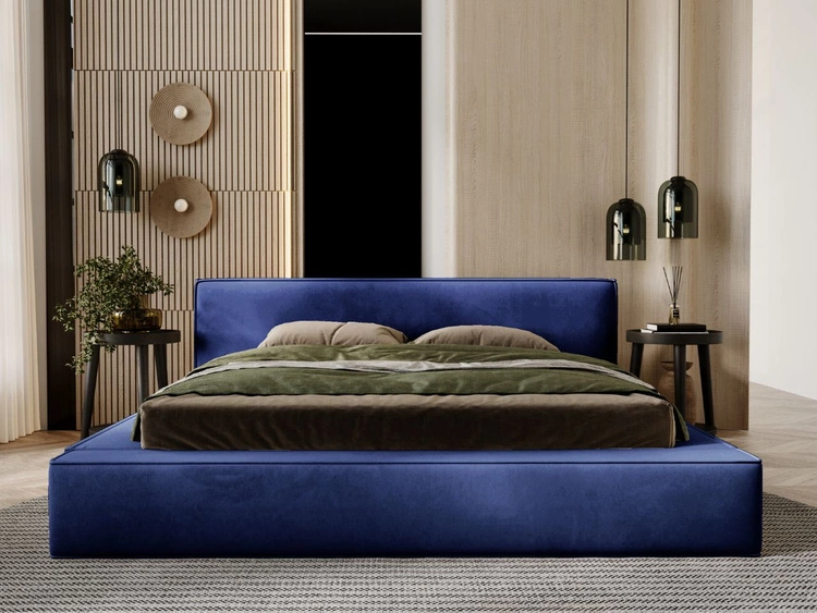 Polsterbett mit Bettkasten und Lattenrost 160x200 Mali Blau