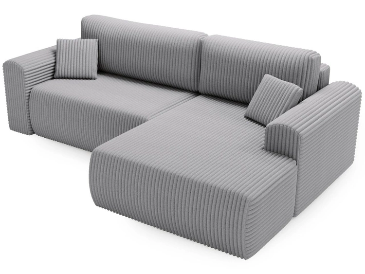 Ecksofa mit Schlaffunktion und Bettkasten Belvio rechts Hellgrau