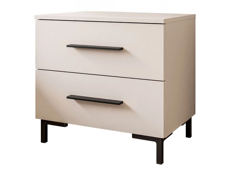 Nachttisch mit zwei Schubladen auf Schwarzen Beinen Nuveo Kaschmir