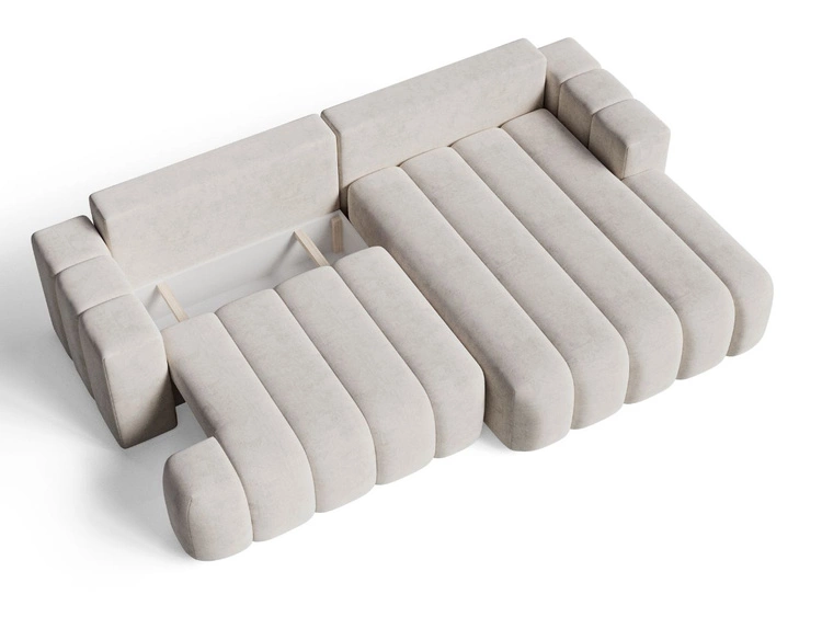 Ecksofa L-Form Rechts mit Schlaffunktion und Bettkasten Caleo Beige