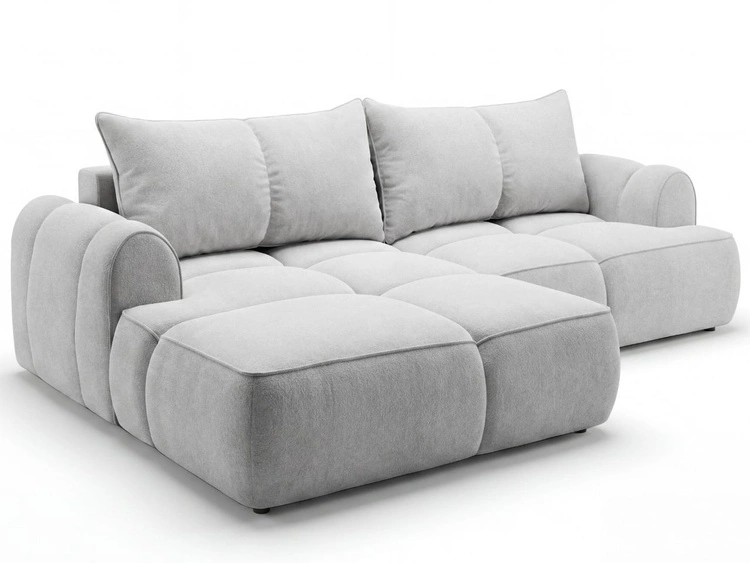 Ecksofa L-Form Links mit Schlaffunktion und Bettkasten Bonno Grau