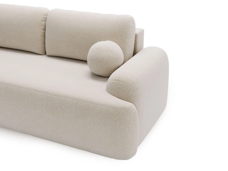 Sofa mit Schlaffunktion und Bettkasten Aurio Creme