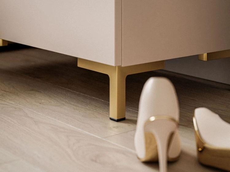 Nachttisch mit zwei Schubladen auf Goldenen Beinen Nuveo Kaschmir