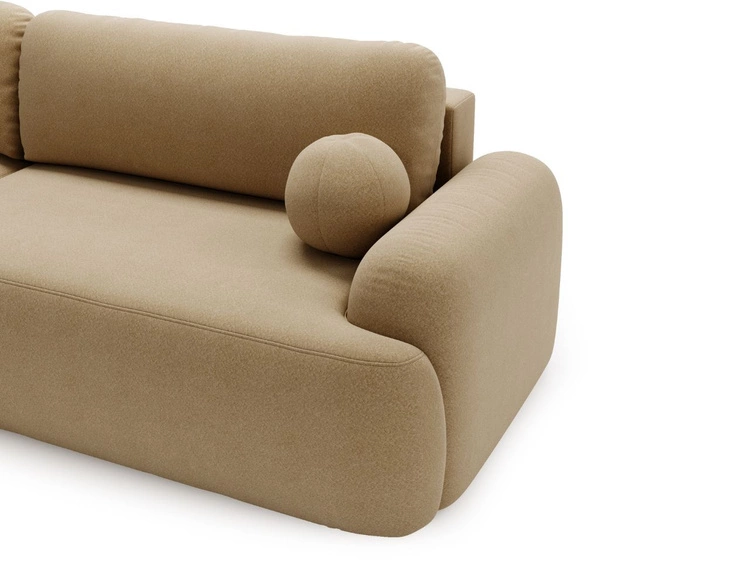 Ecksofa L-Form Links mit Schlaffunktion und Bettkasten Aurio HellBraun