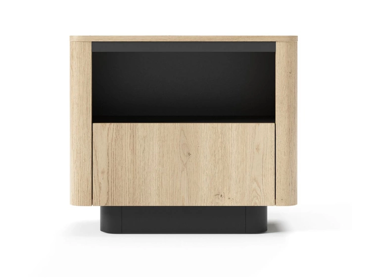 Nachttisch mit Schublade Fascino Eiche Cremona, Schwarz